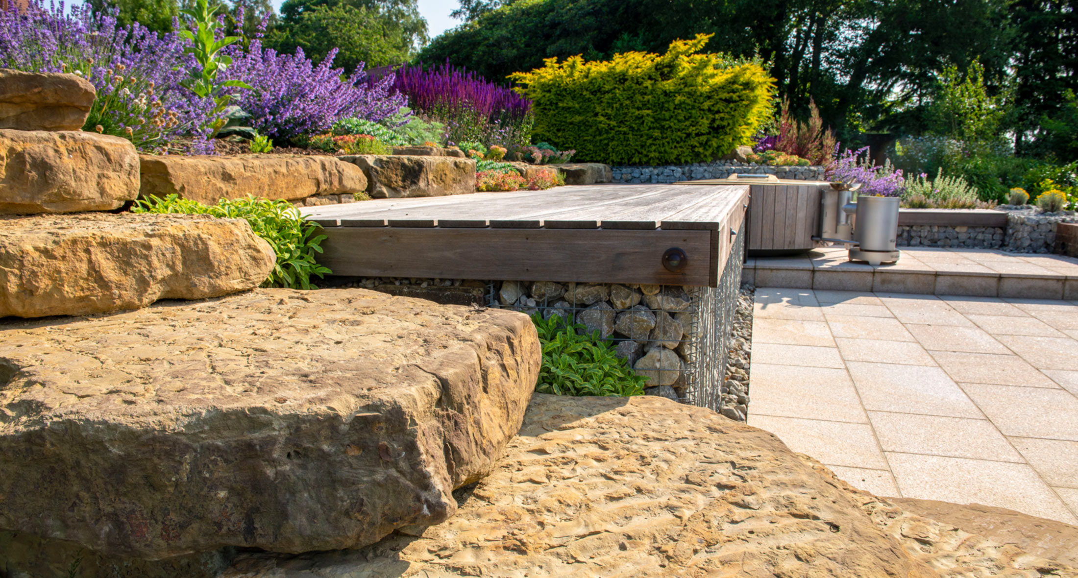 the completed garden patio area design and build , Tunbridge Wells, Kent